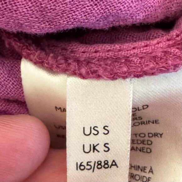 Free People Beach Day Magenta Frayed Hem Henley Pullover Top Oversized Small - Picture 5 of 11